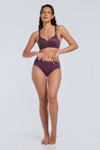 Amante Padded Non Wired Effortless Support Bra - Prune Purple — thumbnail 6